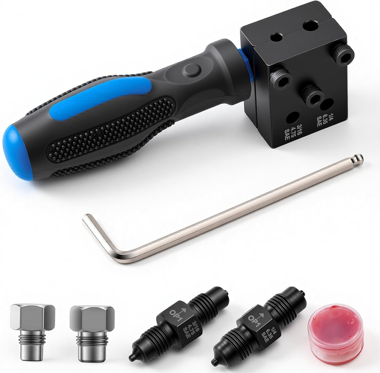 Brake Line Flaring Tool Kit 7-Piece, 3/16″ 1/4″ SAE Double & Bubble Flare Tool