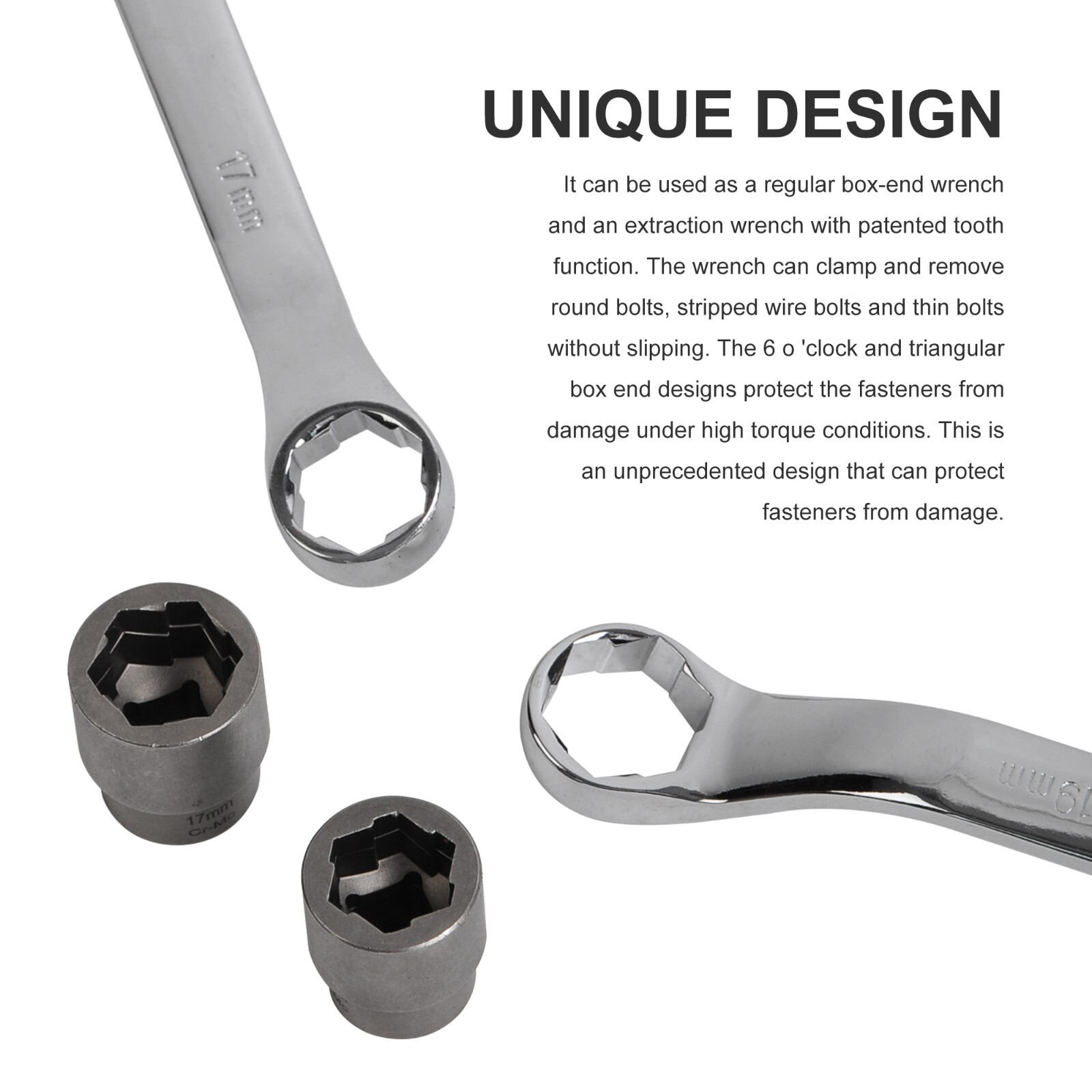 Nut & Bolt Extractor Set 6 – 17 mm Offset Wrenches and 10 – 19 mm Sockets Set