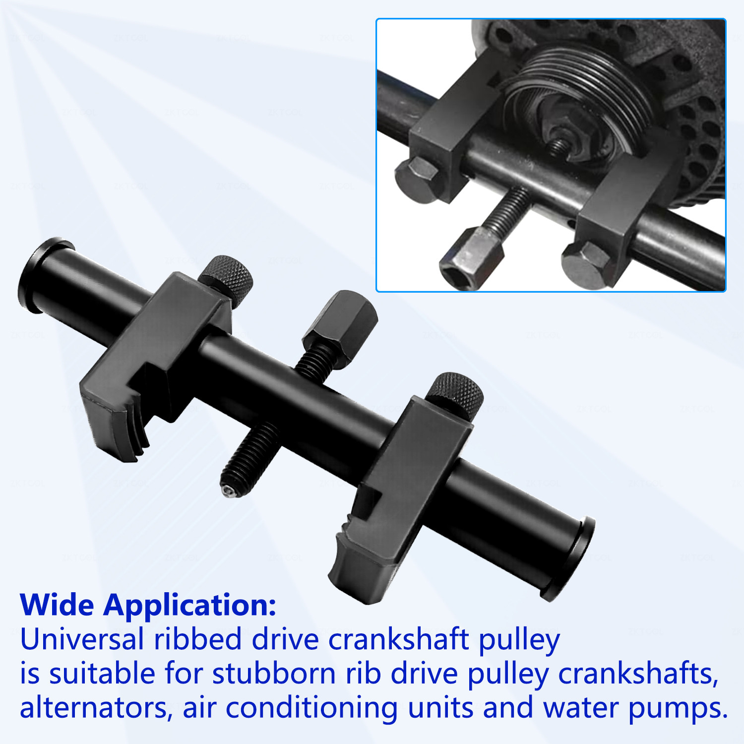 Ribbed Drive Crankshaft Pulley Puller Kit For Size from 35mm-160mm in Diameter