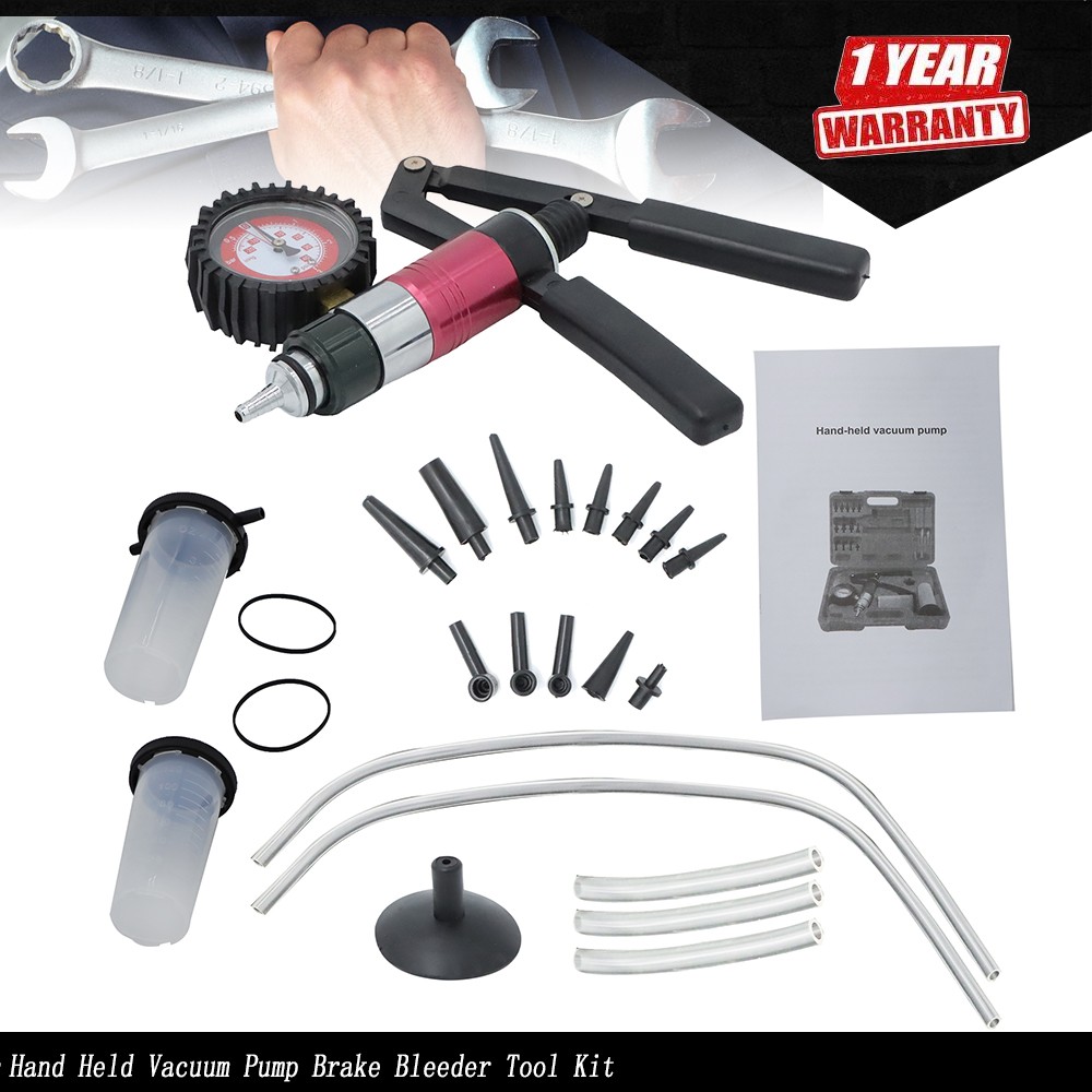 21Pcs Hand Held Vacuum Pump Brake Bleeder Bleed tester Tool Kit with Box