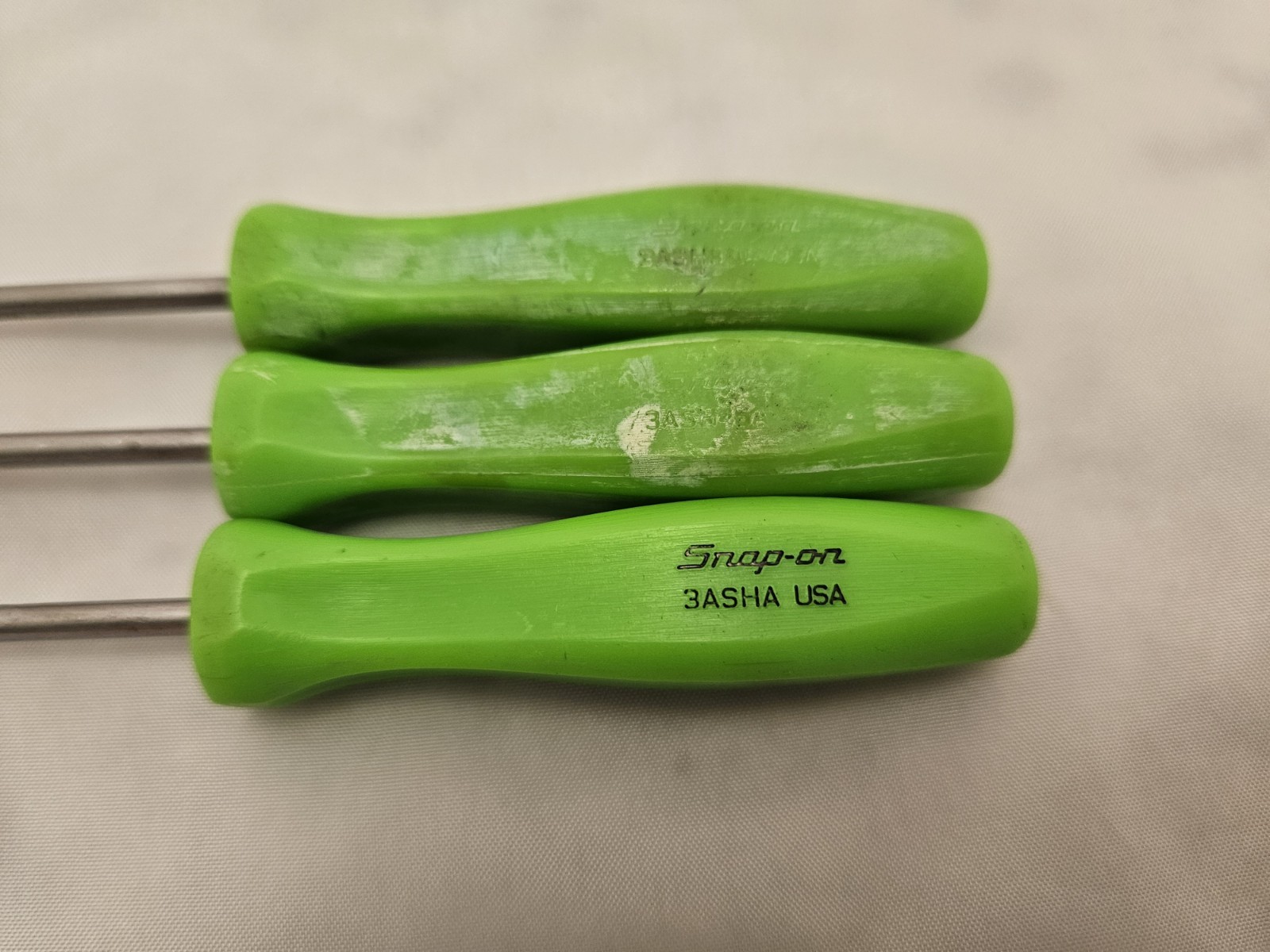 Snap-on 3Pc Mini Hook Pick Set Green Hard Handle USA 3ASHA 3ASH45A 3ASH90A TB