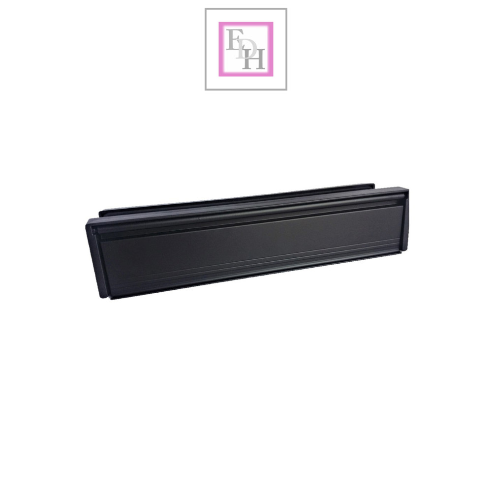 12″ UPVC Door Letterbox / Letter Plate – Black – Fits Midrail 40mm–80mm