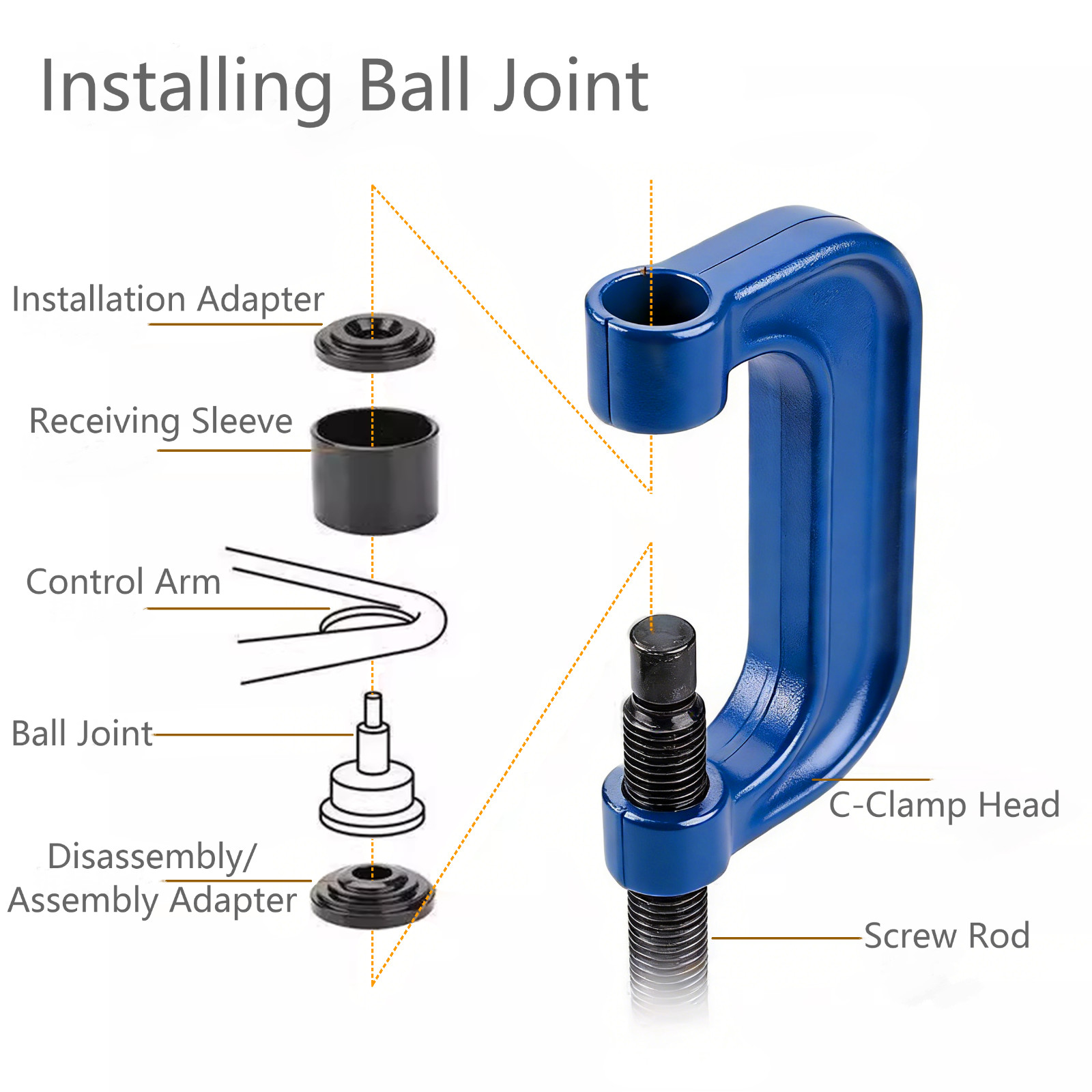 25x Press Ball Joint Installer & Removal Tool Kit,C-Press Ball Joint Master Set