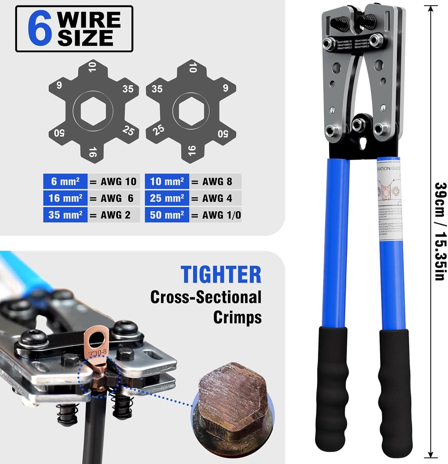 Sanuke Battery Cable Lug Crimping Tool Kit with Black, Blue, Orange, Silver