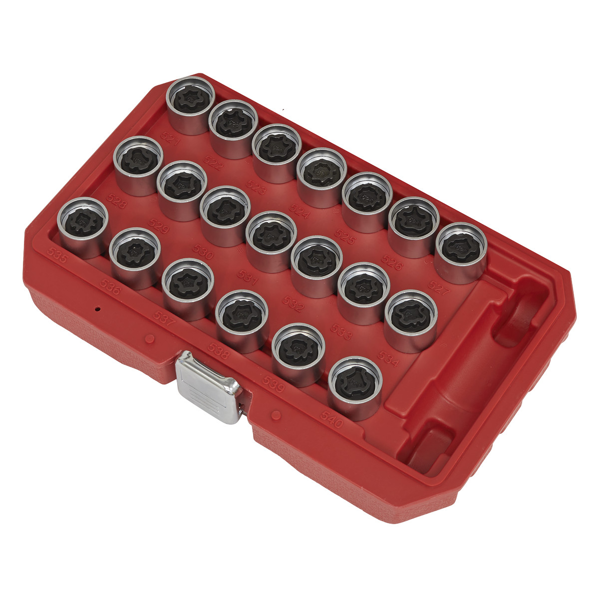 Sealey Locking Wheel Nut Key Set 20 Pieces Fits VAG Vehicles Silver SX219