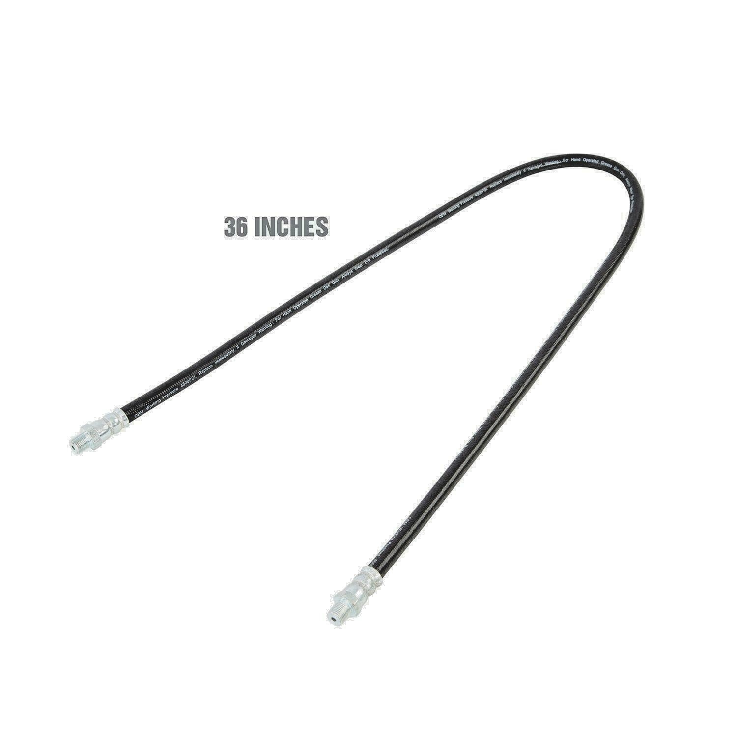 12 Pieces -36” Grease Hose Whip 1/8″ NPT Crimped Ends 4,500 PSI Working Pressure