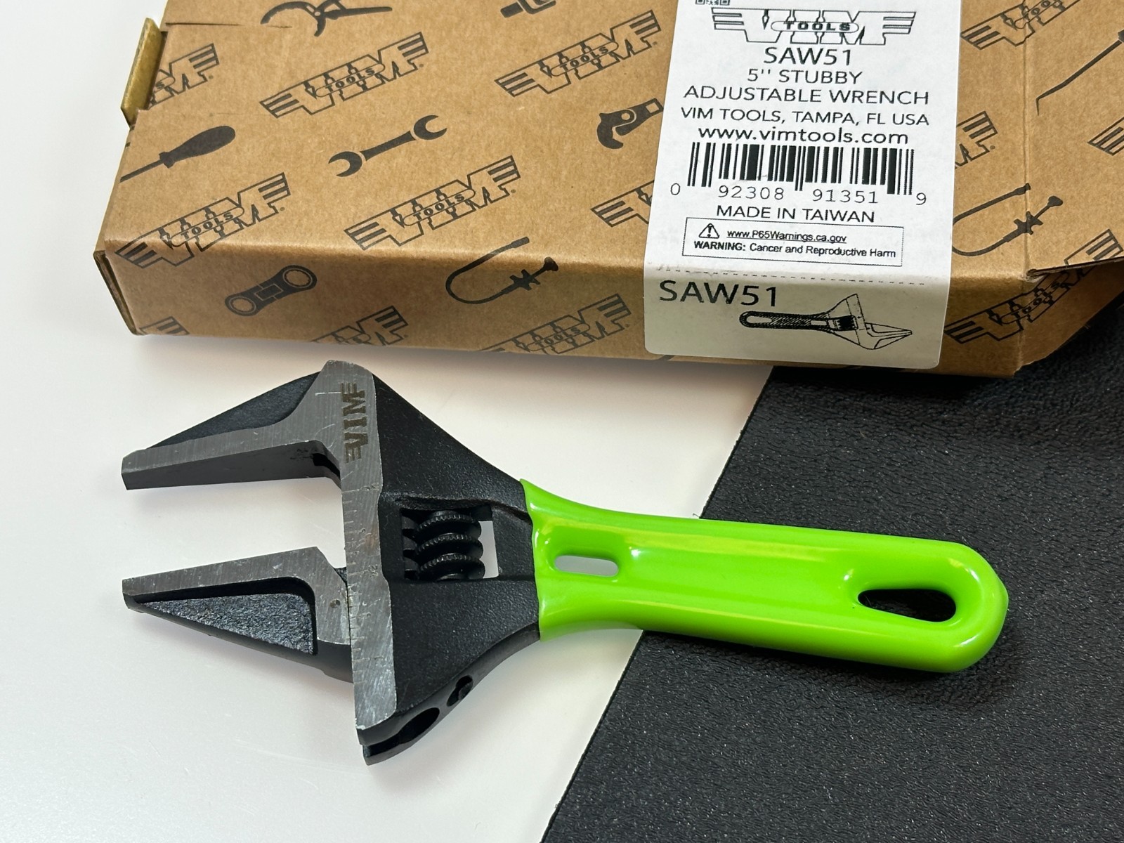 VIM 5″ Green Stubby Wide Mouth Opening Adjustable Wrench, Opens to 1-1/8″ #SAW51