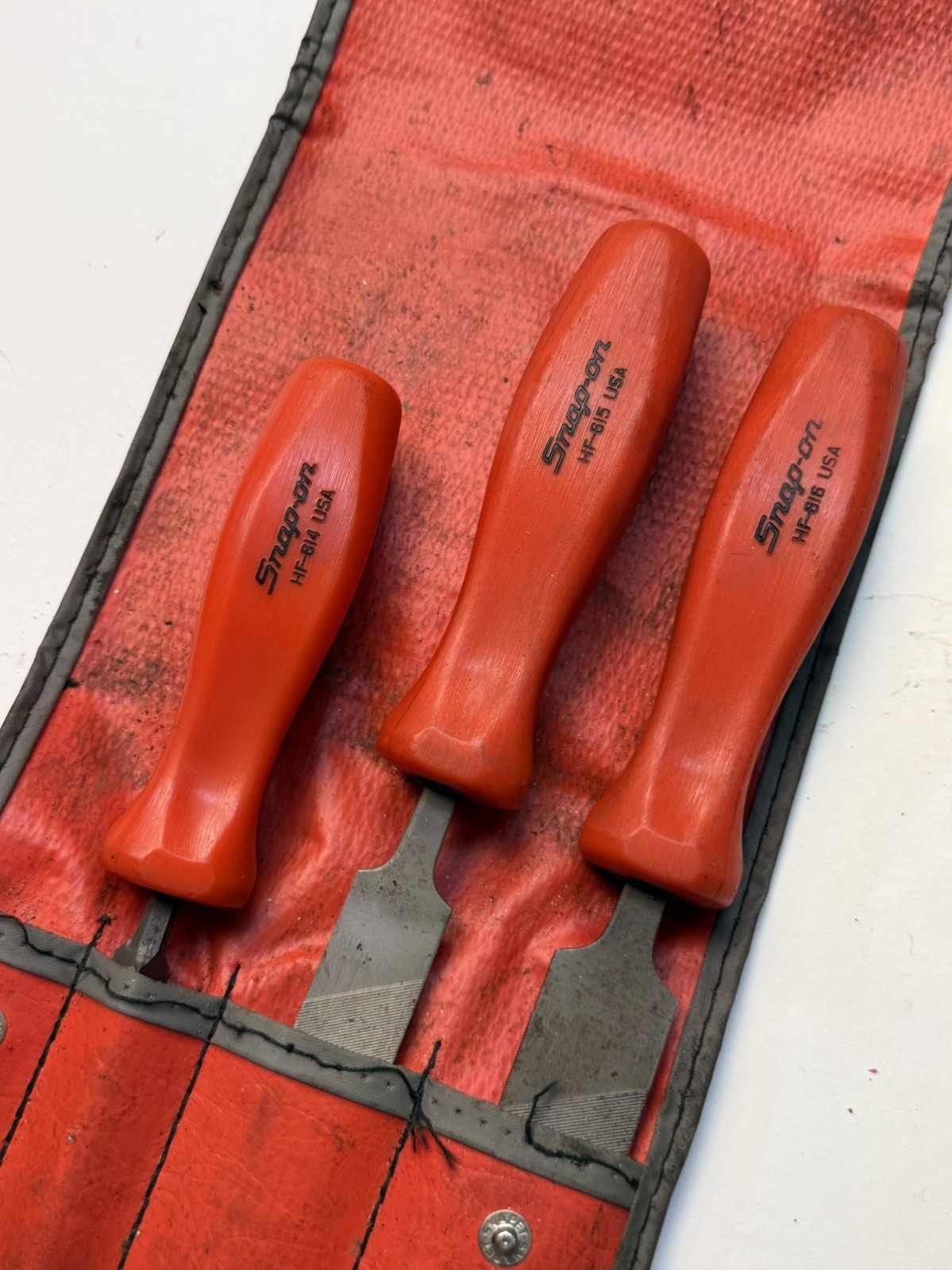 Snap-On Tools USA HBF500 Red Hard Handle File Set & Kit Bag (Missing One)