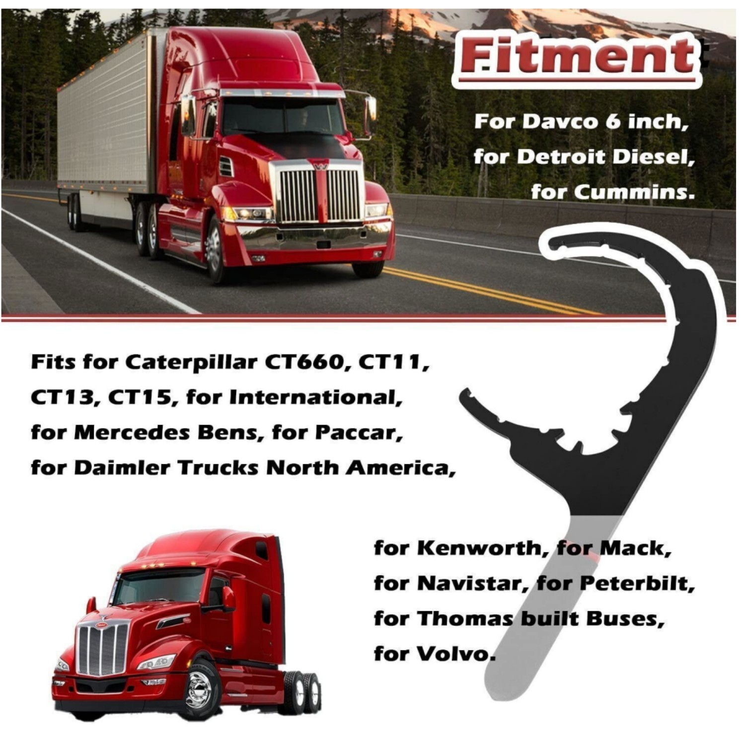61110 Diesel Fuel Filter Wrench For 6″, Paccar Kenworth Peterbilt Cummin✨