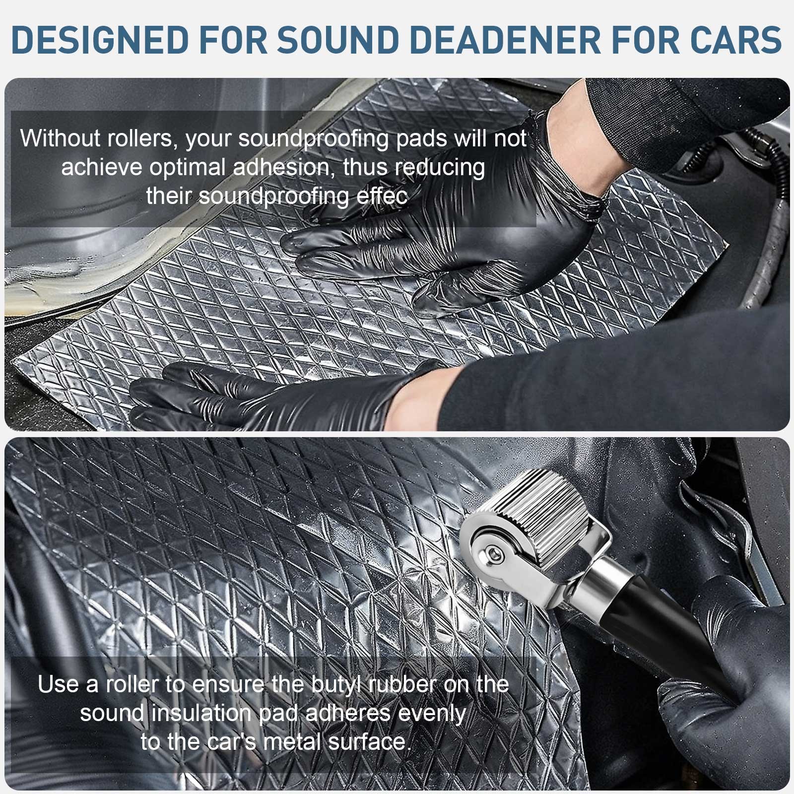 2 PCS Sound Deadening Roller Kit 6mm 40mm Steel Seam Rolling for Car Tire Repair