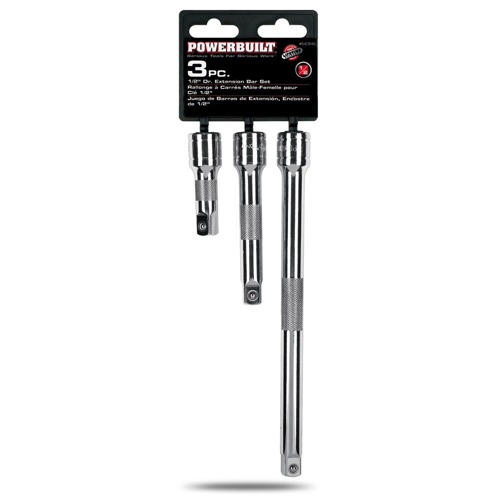 Powerbuilt 3 Piece 1/2 Inch Drive Socket Extension Bar Set – 640846