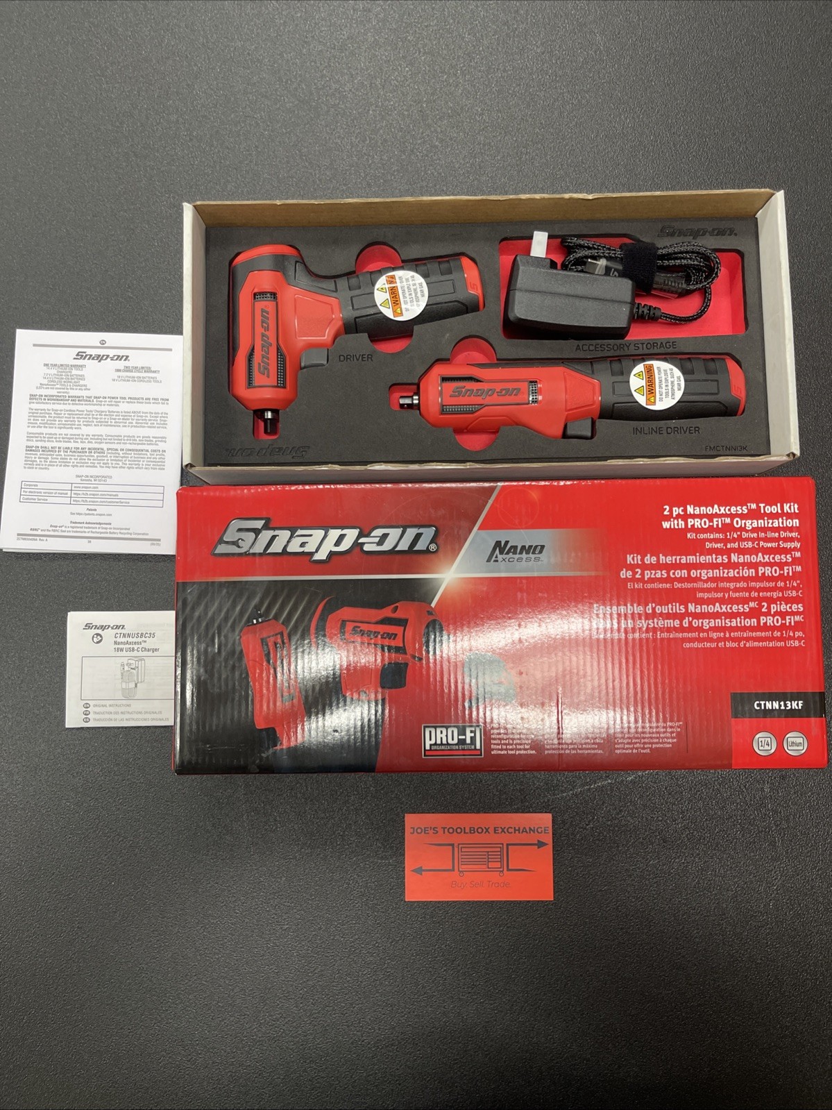 SNAP ON TOOLS NEW CTNN13KF Nano/Axcess Tool Kit RED 1/4″ Drive 2Pc All Pieces