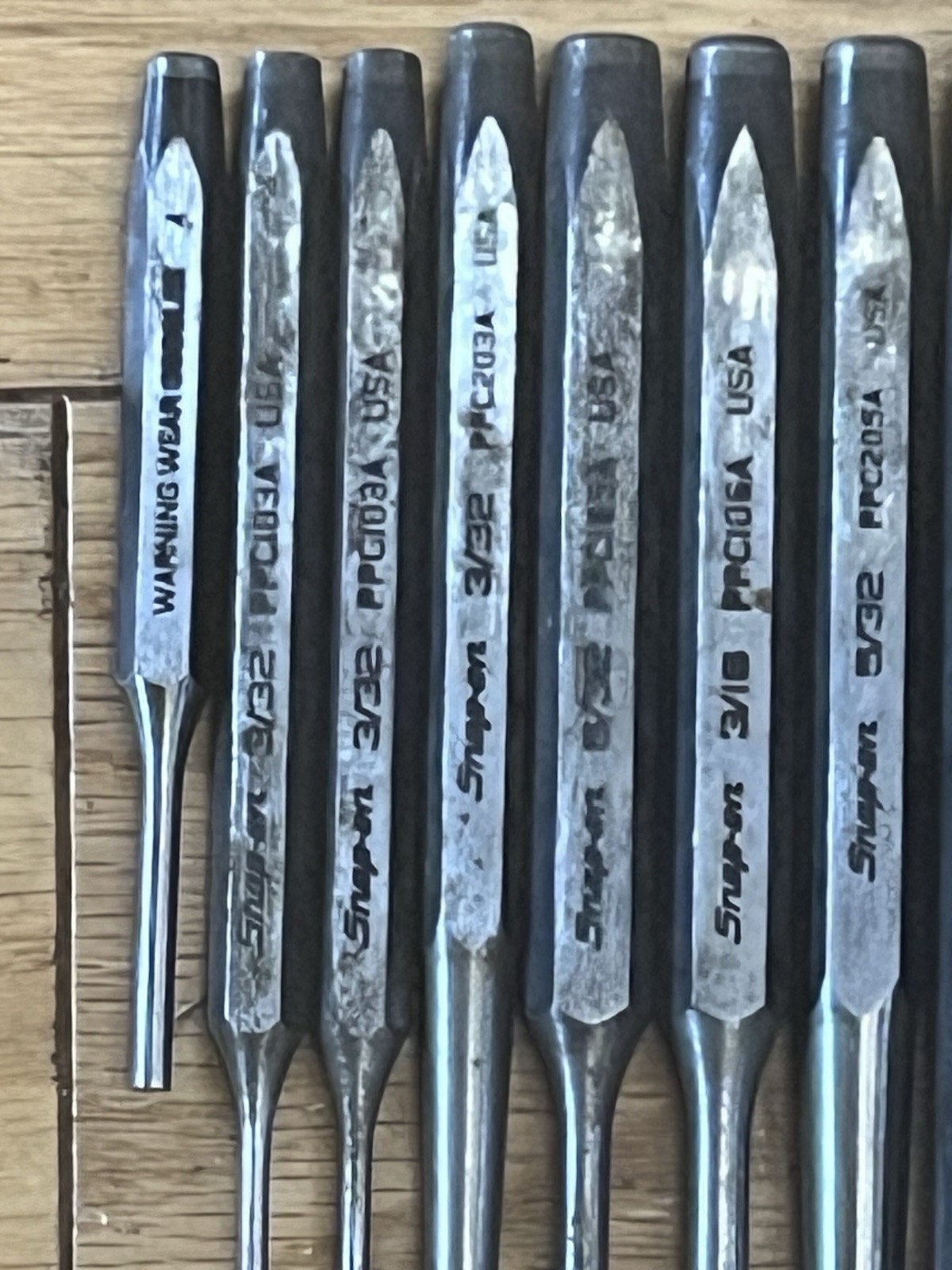 Snap-On 12 pc punch and chisel set sharp straight no mushrooming same day ship!