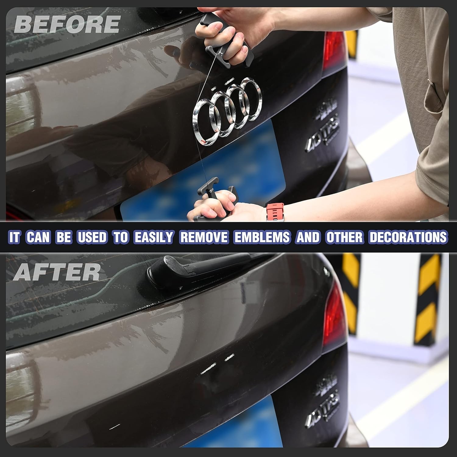 Complete Emblem Removal Solution: 1 Pair Tool & 5PCS Cords for Hassle-Free Use