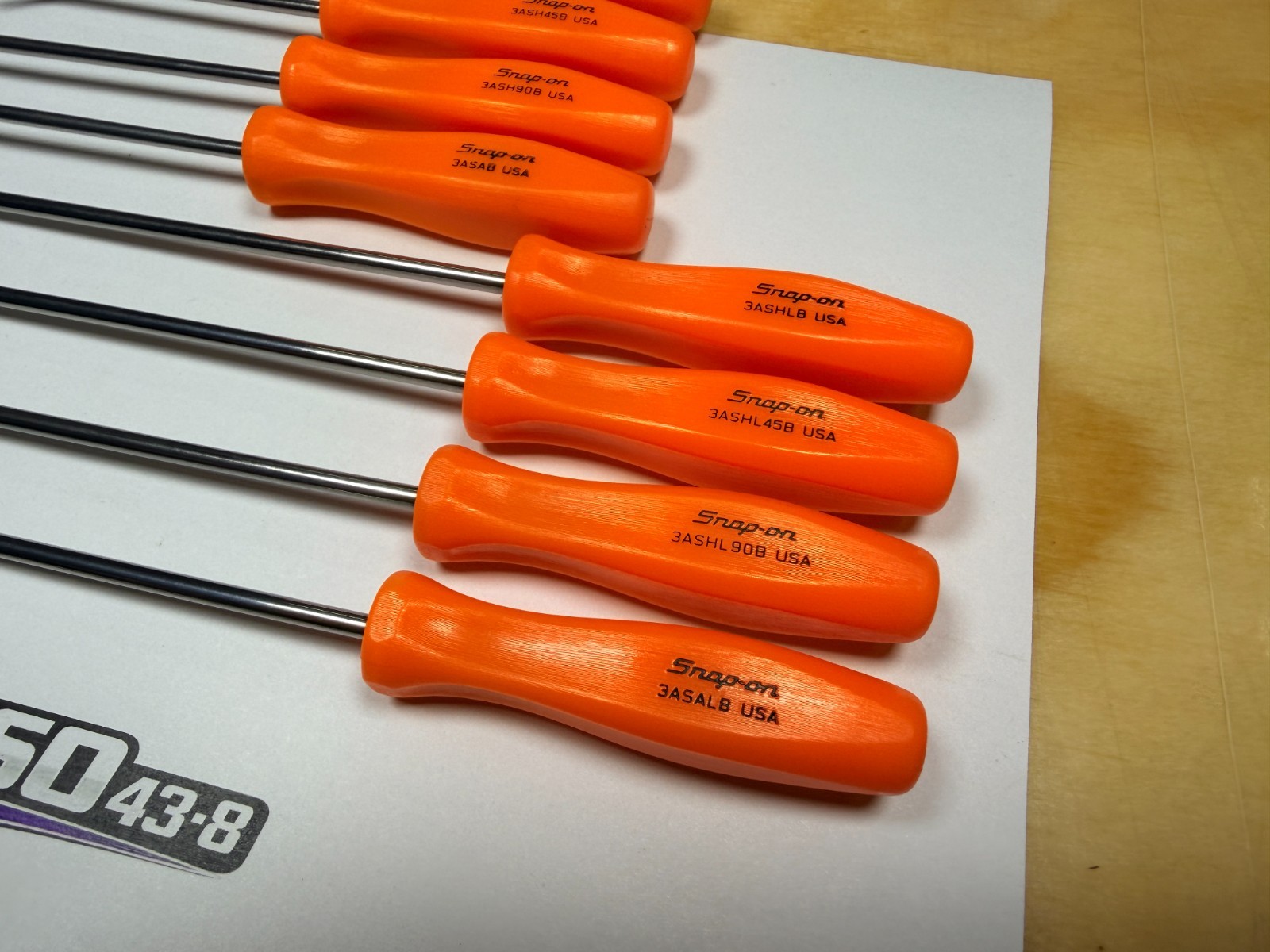 Snap-on Tools USA NEW ORANGE 8pc Mini Hard Grip Short & Long Master Pick Set