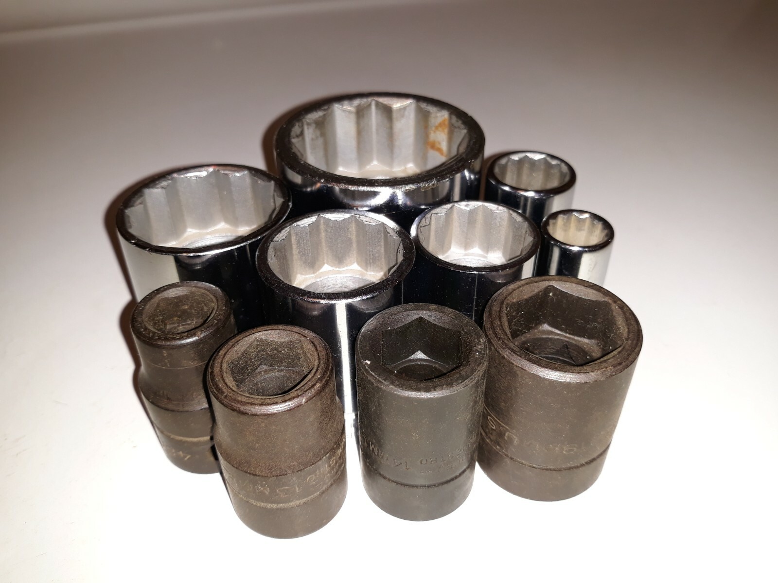 Duro Indestro Super 1/2″ Drive Impact Regular Socket 10 Lot SAE/METRIC 29mm 36mm