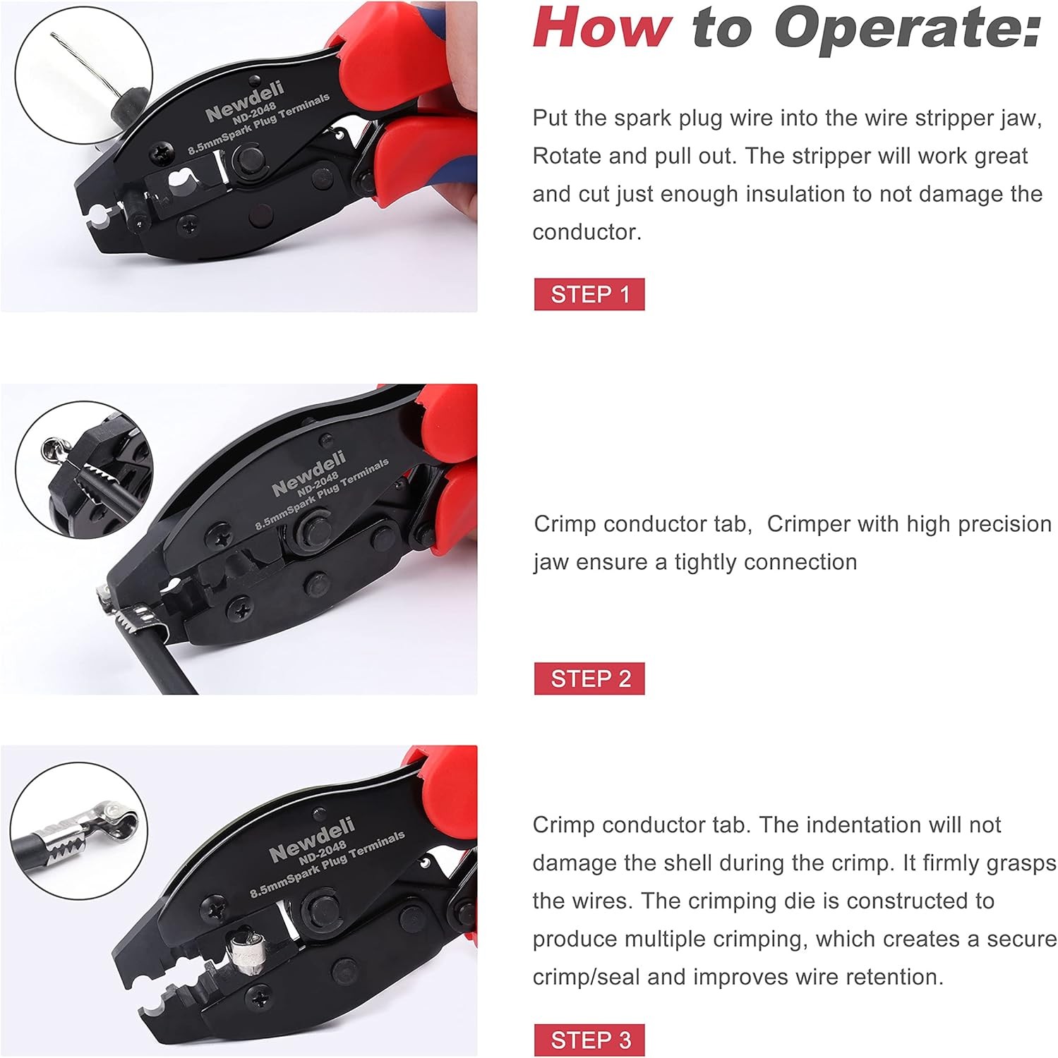 Spark Plug Wire Crimper, Newdeli Crimping Pliers for 11*6*1.25 inc, Red, Blue