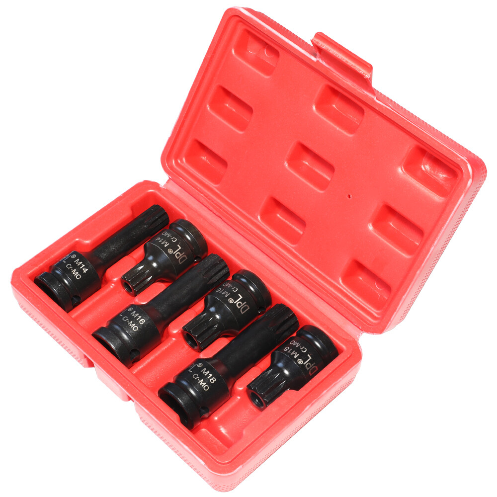Impact 1/2″ Drive Shallow Stubby Torx Star Male Bit Sockets T55 – T100 6pc Set