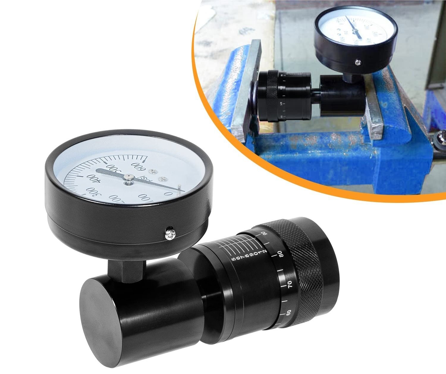 66841 Mini Valve Spring Tester & Measuring Combo, Round Dial Range 0-600LB,Black