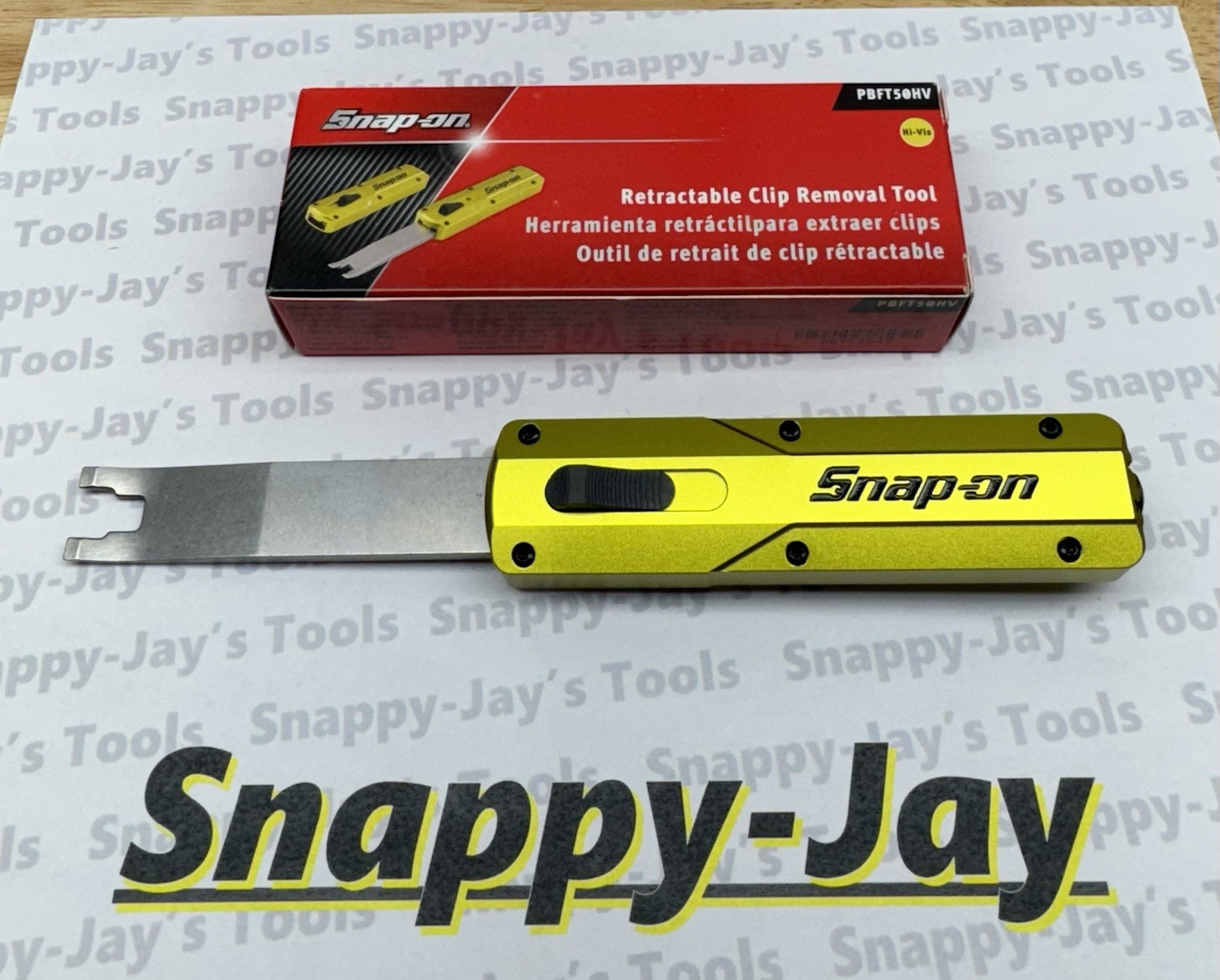 Snap-on Tools NEW HI VIZ Retractable OTF Trim Clip Removal Tool PBFT50HV