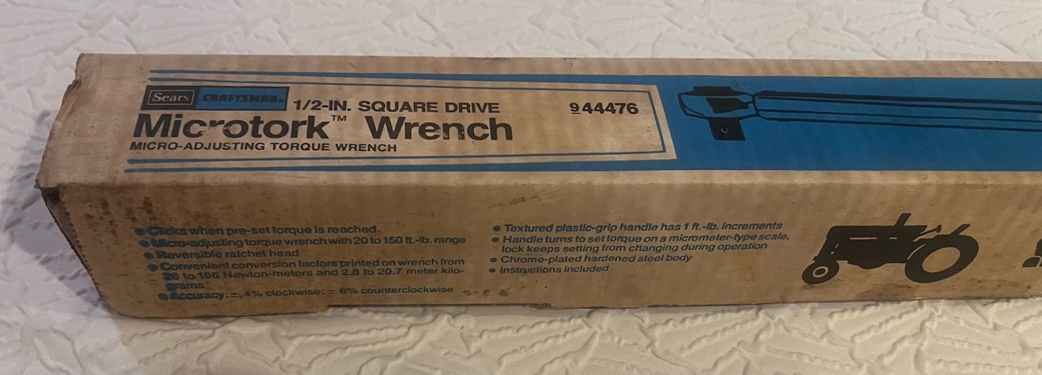 Vintage SEARS CRAFTSMAN 1/2″ Square Drive No. 9-44476 Microtork Wrench 44476