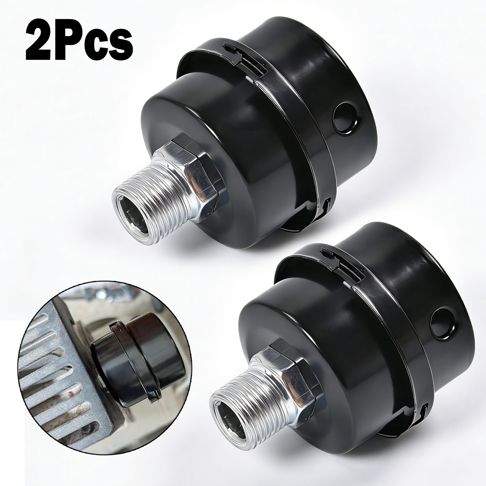 2-Pack 1/2″ NPT Air Compressor Silencer Filter 20mm Metal Noise Muffler Intake