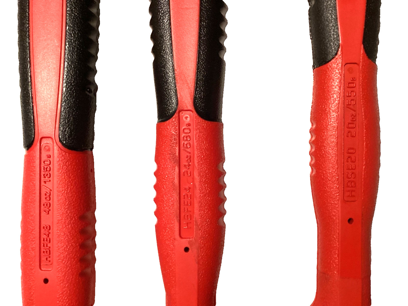 Snap On 3 Piece RED Soft Grip Dead Blow Hammer Set With FOAM Tray HBFE302FR NICE