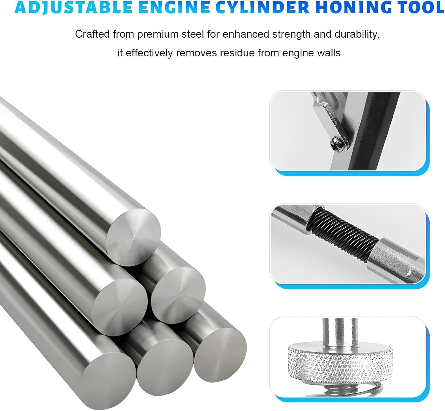 Engine Cylinder Hone Tool 2 to 6-1/2 Inch Adjustable Deglazer with 220 Grit S…