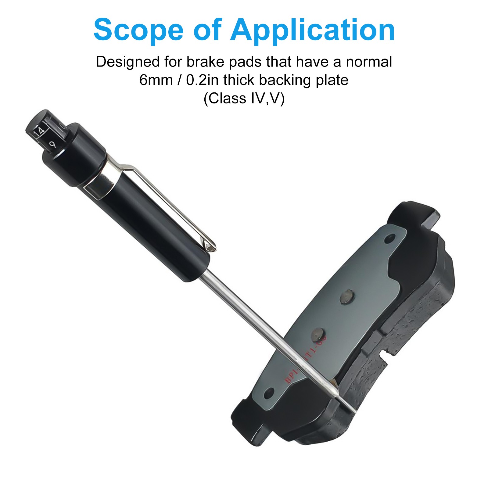 Car Brake Pad Thickness Gauge Measuring Tool Detection Pen for 6mm Backing Plate