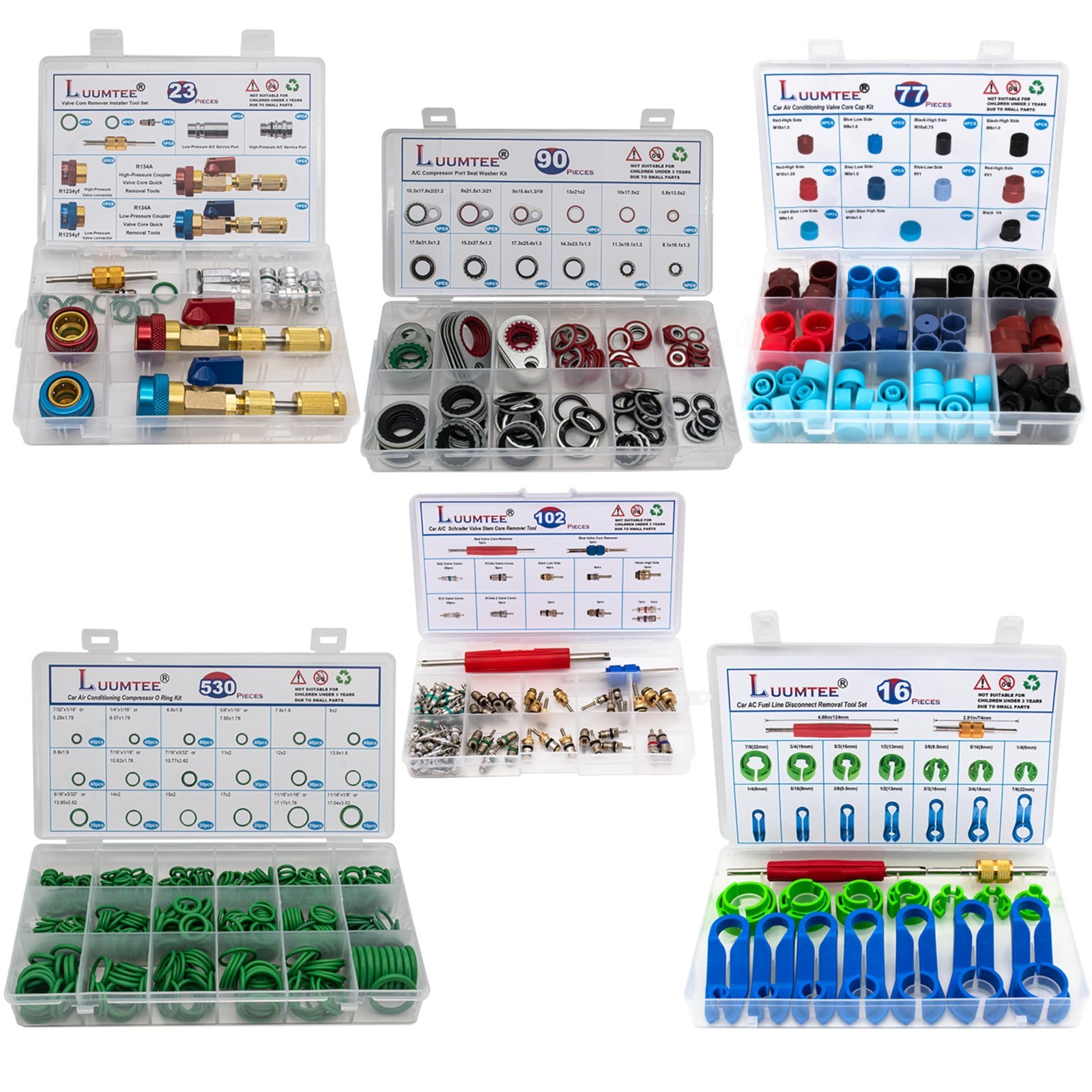 6-Piece A/C Repair Kit for Cars – R134A Valve Core Remover, O-Ring Seals & Tools
