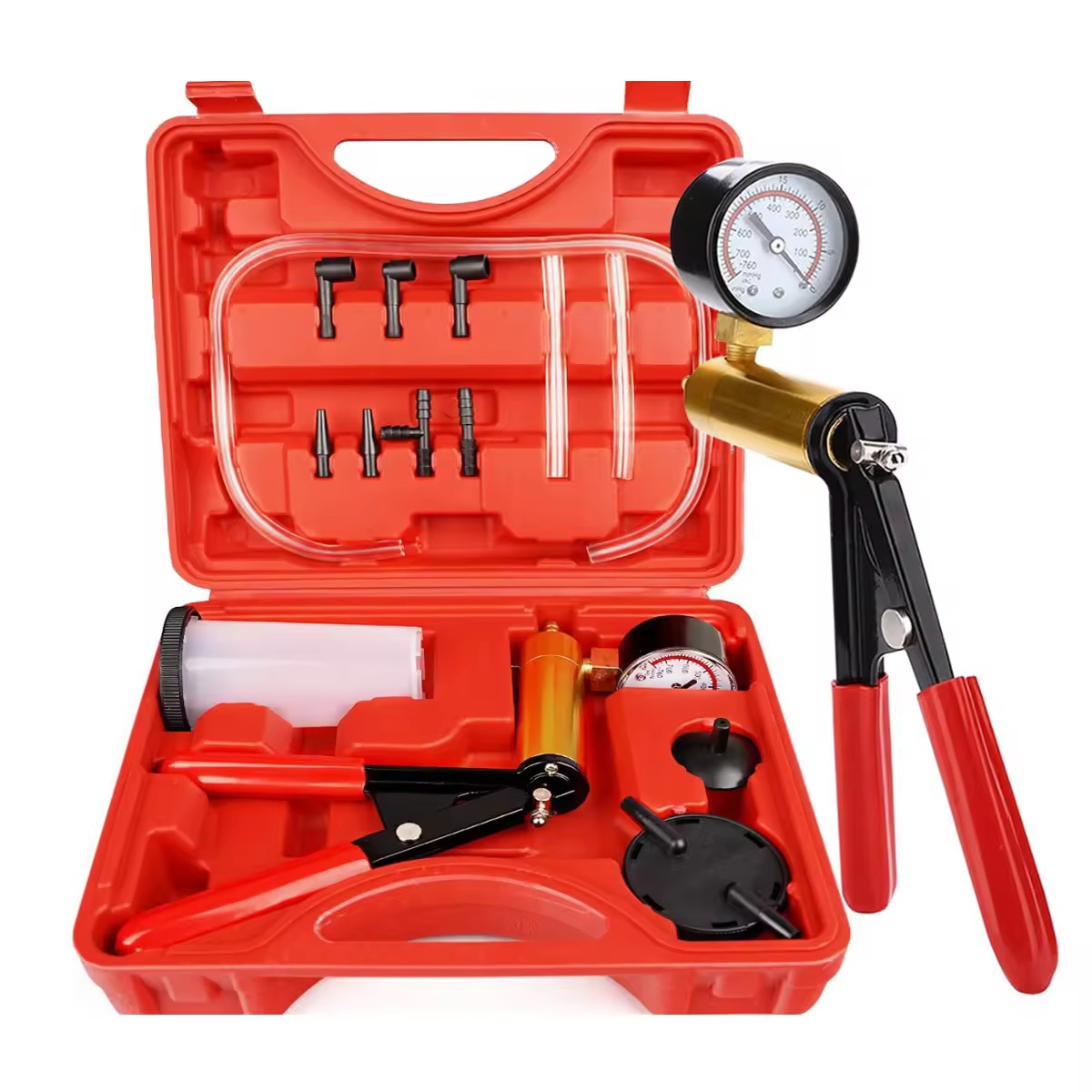 Car Vacuum Pump Tester, Hand Brake Liquid Suction Tool, 0~30 inHg 0~760 mmHg kPa