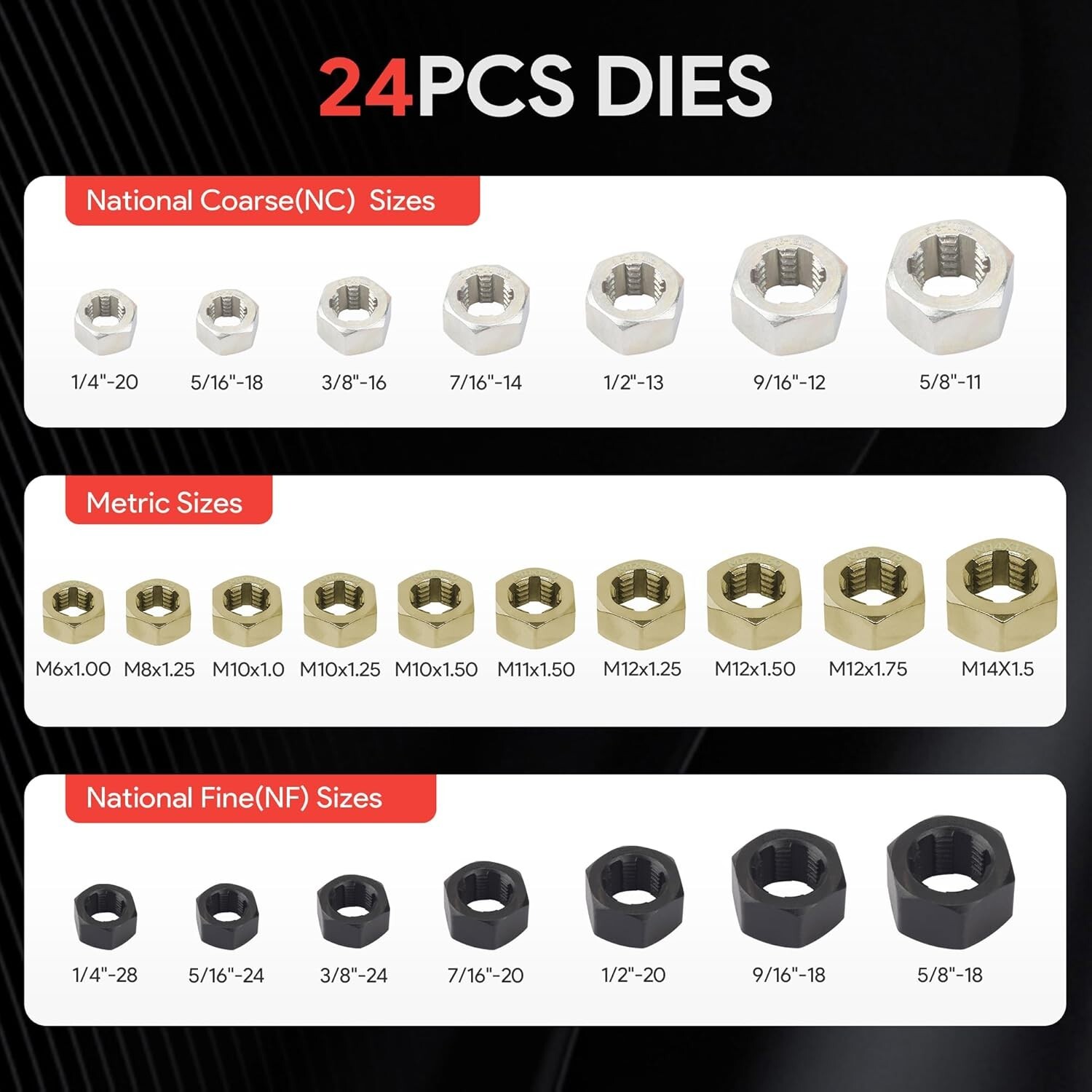 49PC Thread Repair UNC UNF Metric Thread Chaser Restorer Kit with Tap Dies