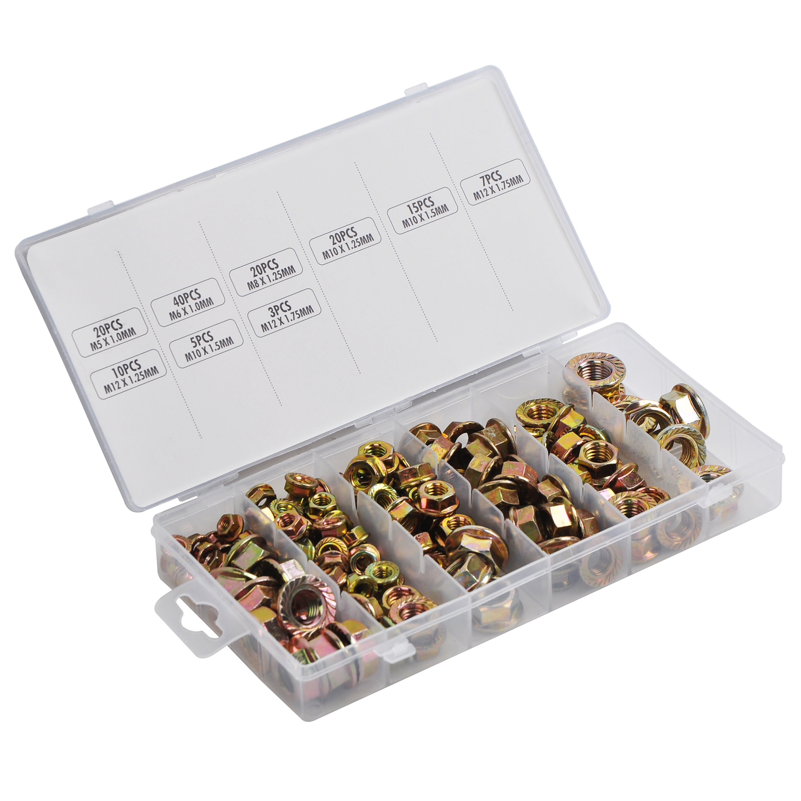 140pc Industrial Flange Locknuts Set Metric Combination Washer Bolts Nut M5-M12