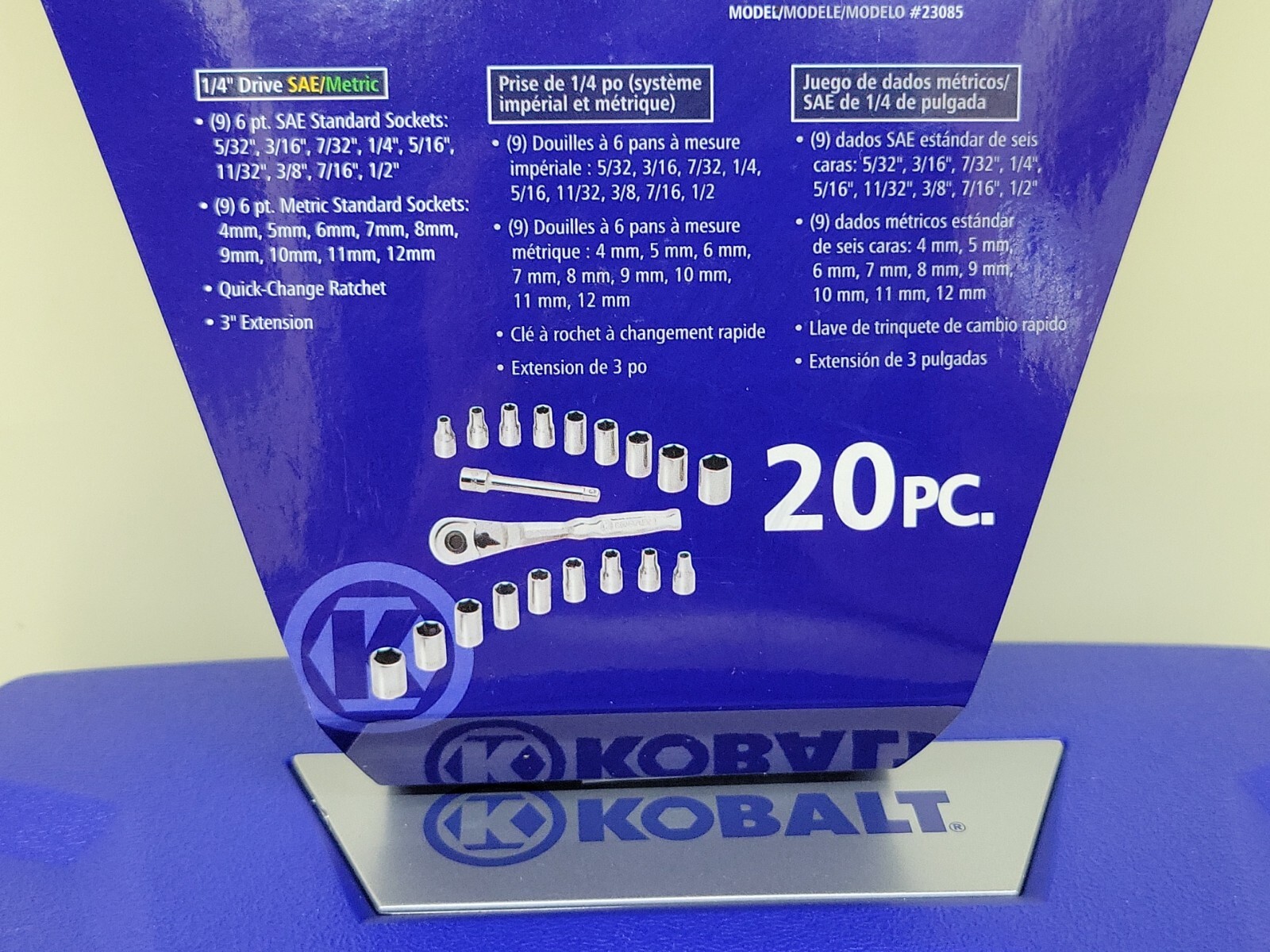 Kobalt 20 PC 1/4″ Drive Metric SAE Socket Ratchet New Old Stock 266590 USA MADE