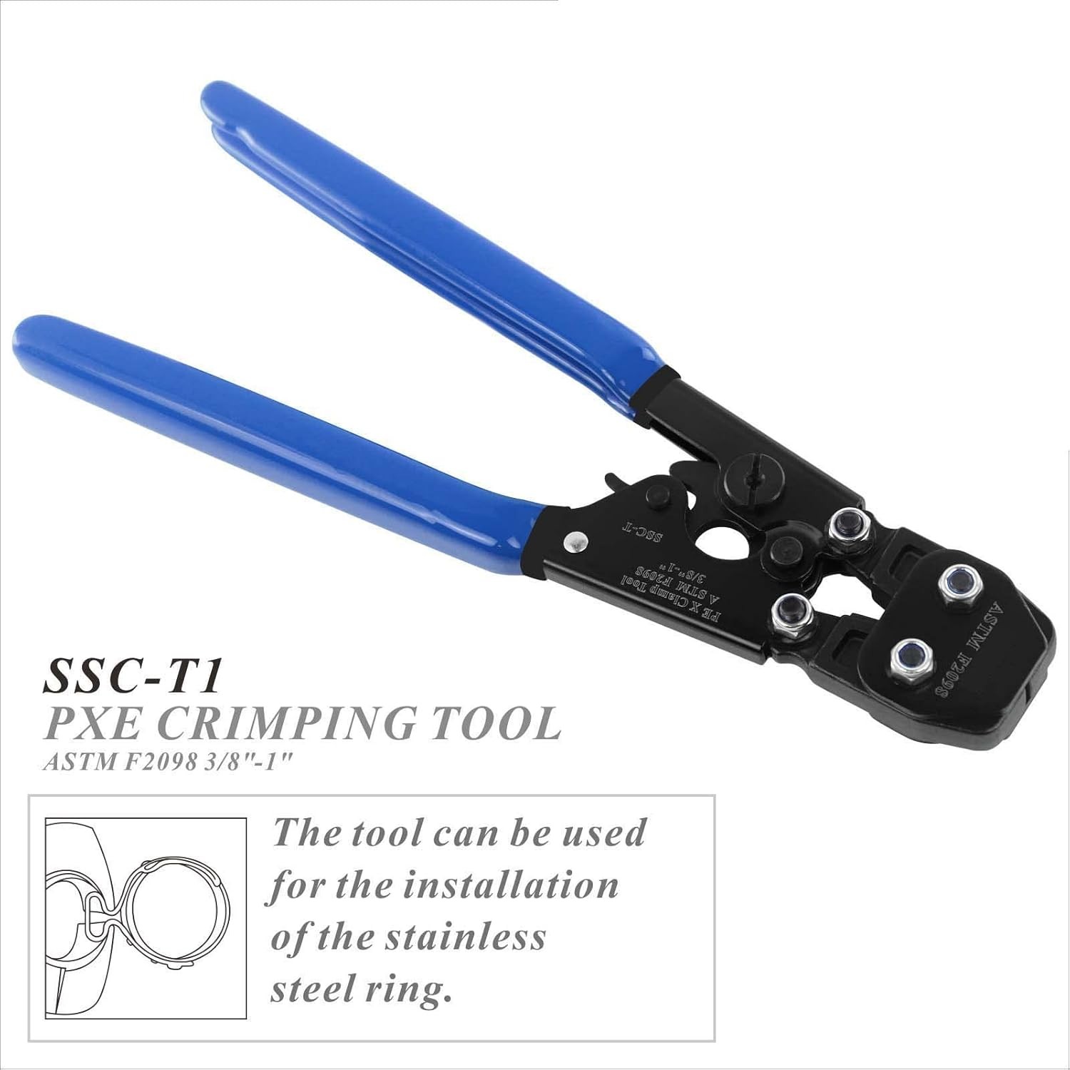 PEX Pipe Clamp Cinch Tool Crimping Crimper for Stainless Steel Blue