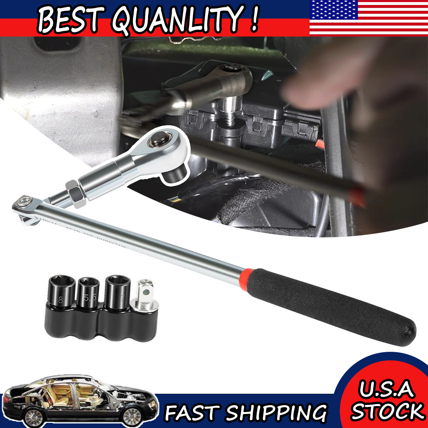 64180 Actuator Motor Wrench Tool Set include Sockets & 1/4″ Square Drive Adapter