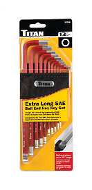 Titan 12713 13-Piece SAE Extra Long Ball End Hex Key Set,Red – SAE Ball End