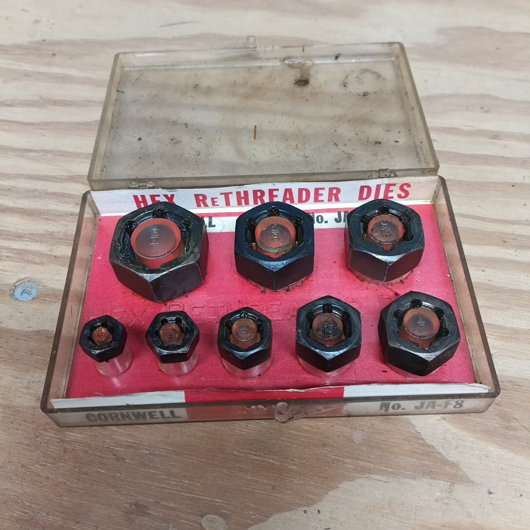 Cornwell JA-F8 Spindle rethreading Dies 8 Piece Set Made in USA