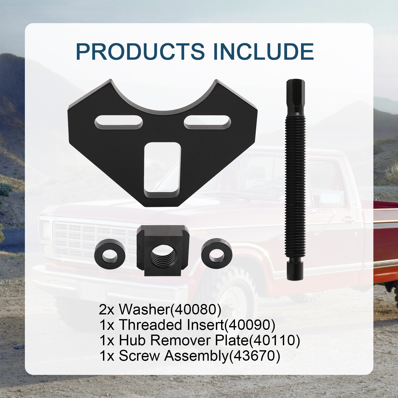 Hub Remover Fits on most 5, 6 and 8 lug hub assemblies found on cars and trucks