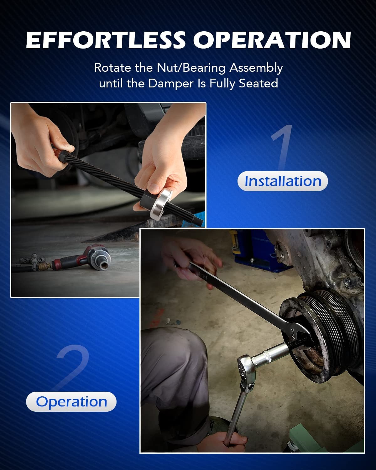 5pc Harmonic Balancer Installer Set | Long Reach Crank Pulley Tool Kit with Adap