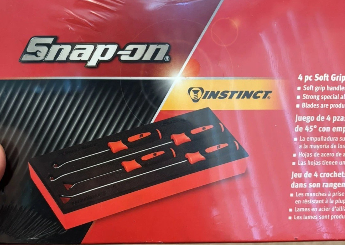 New Snap-on™ SGASA204FSET1FR 4pc Red Mini Soft Grip Pick & Hook Foam Set SEALed