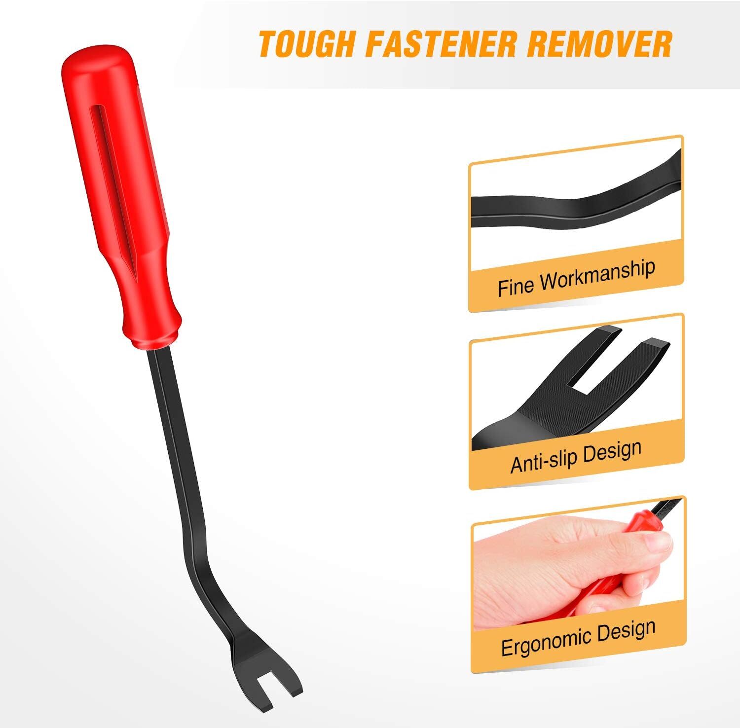 8Pcs Red Car Trim Removal Tool Kit Door Panel Fastener Auto Dashboard Tools