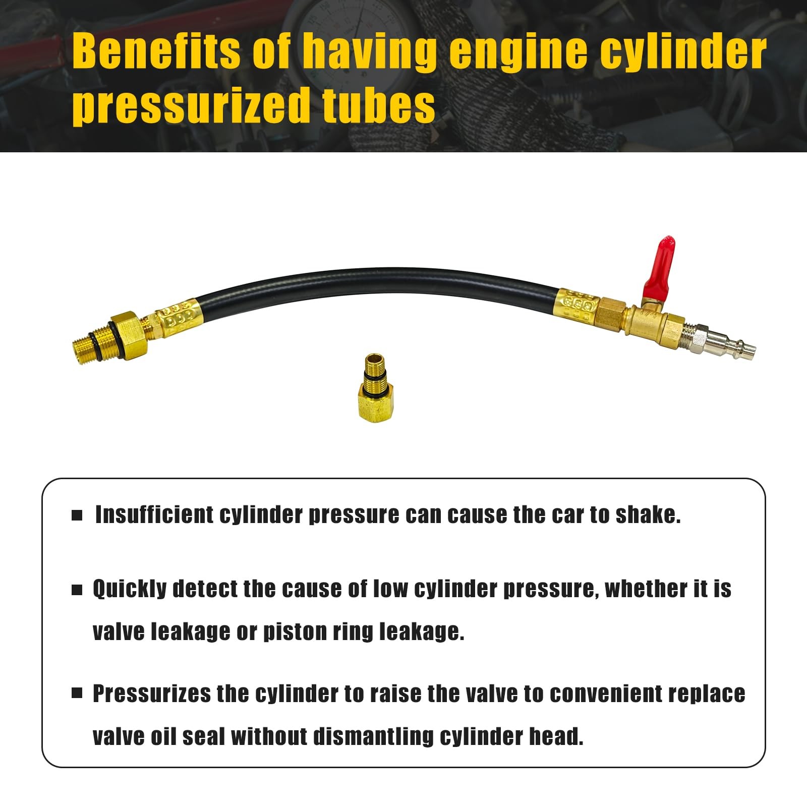 Engine Air Valve Holder Pressure Pipe M10 M12 M14 M18 Thread to 1/4 NPT w/Bal…