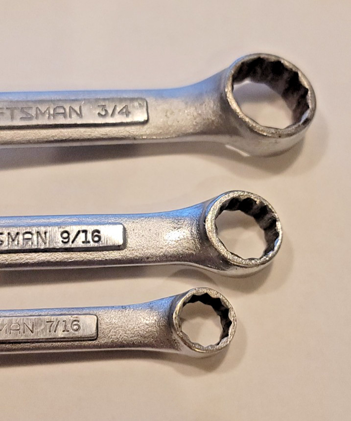 Craftsman 3-Piece Stubby Double Box End Wrench Set -V- Series USA 3/8-3/4