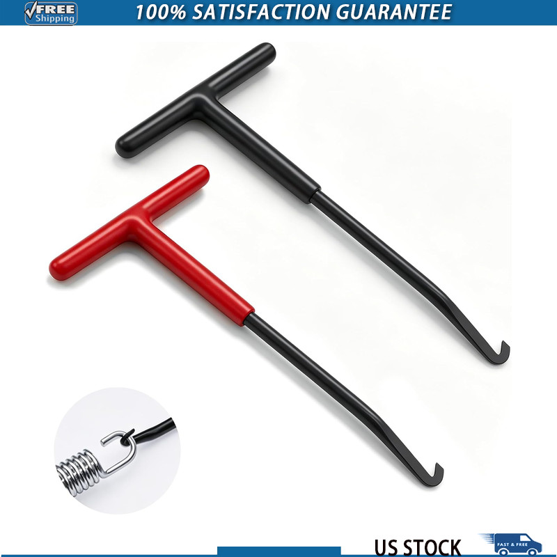 Exhaust Spring Puller Tool, T-Handle Type, 2 PCS, Red Black, Rubber Coating, Mot
