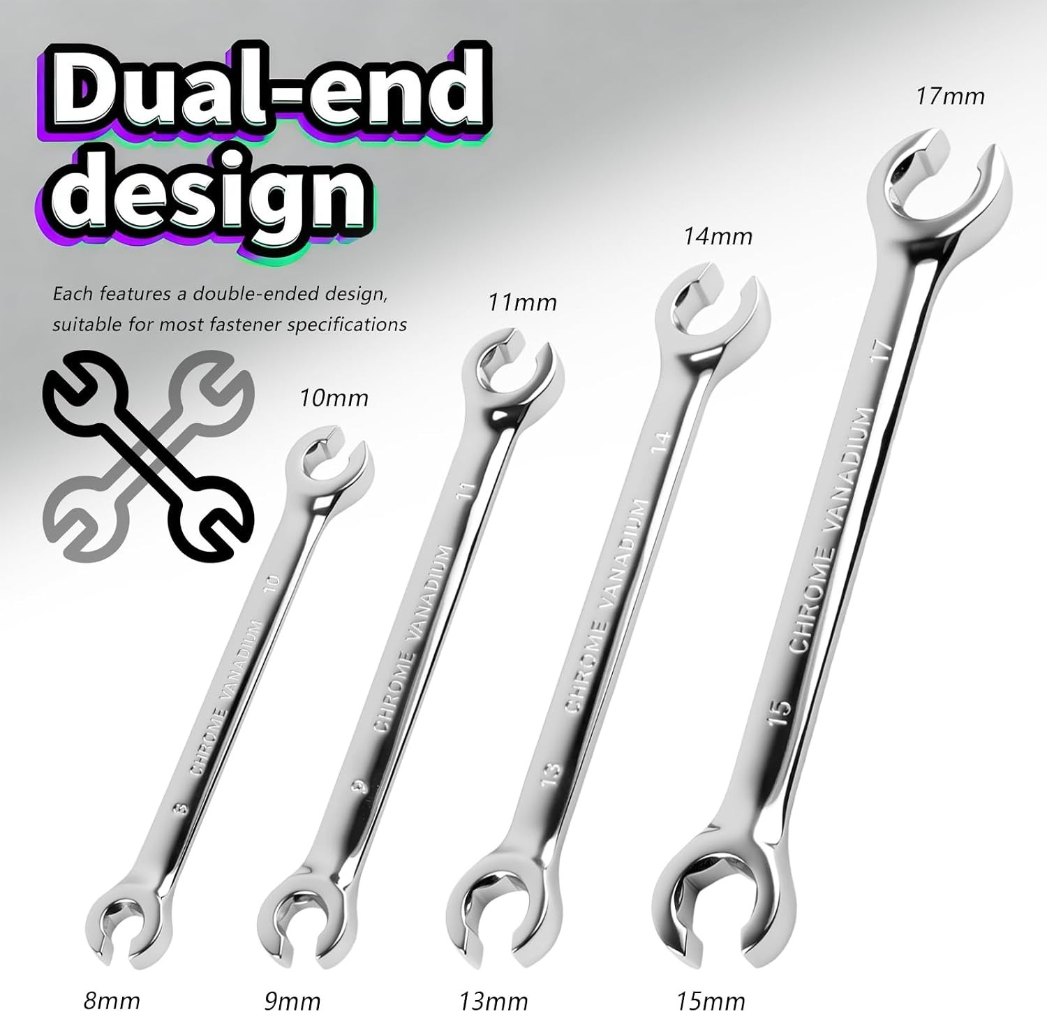 4PCS Carbon Steel Brake Line Wrench Set 8mm/10mm/9mm/11mm/13mm/14mm/15mm/17mm Do
