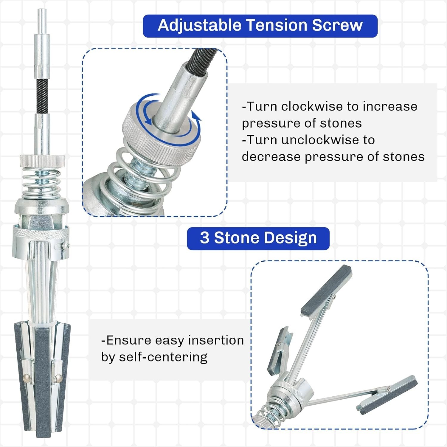Engine Cylinder Hone Tool 2 to 6-1/2 Inch Adjustable Deglazer with 6 Stones