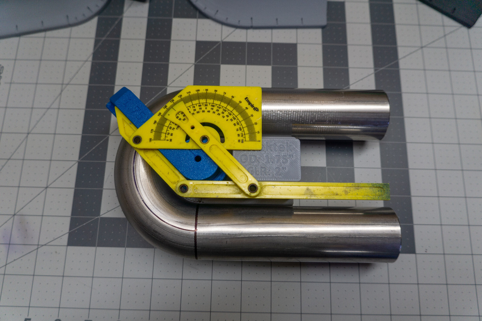1.75” OD x 2.5” CLR Mandrel Bend Tube Protractor / U Bend Cut Angle Finder Tool
