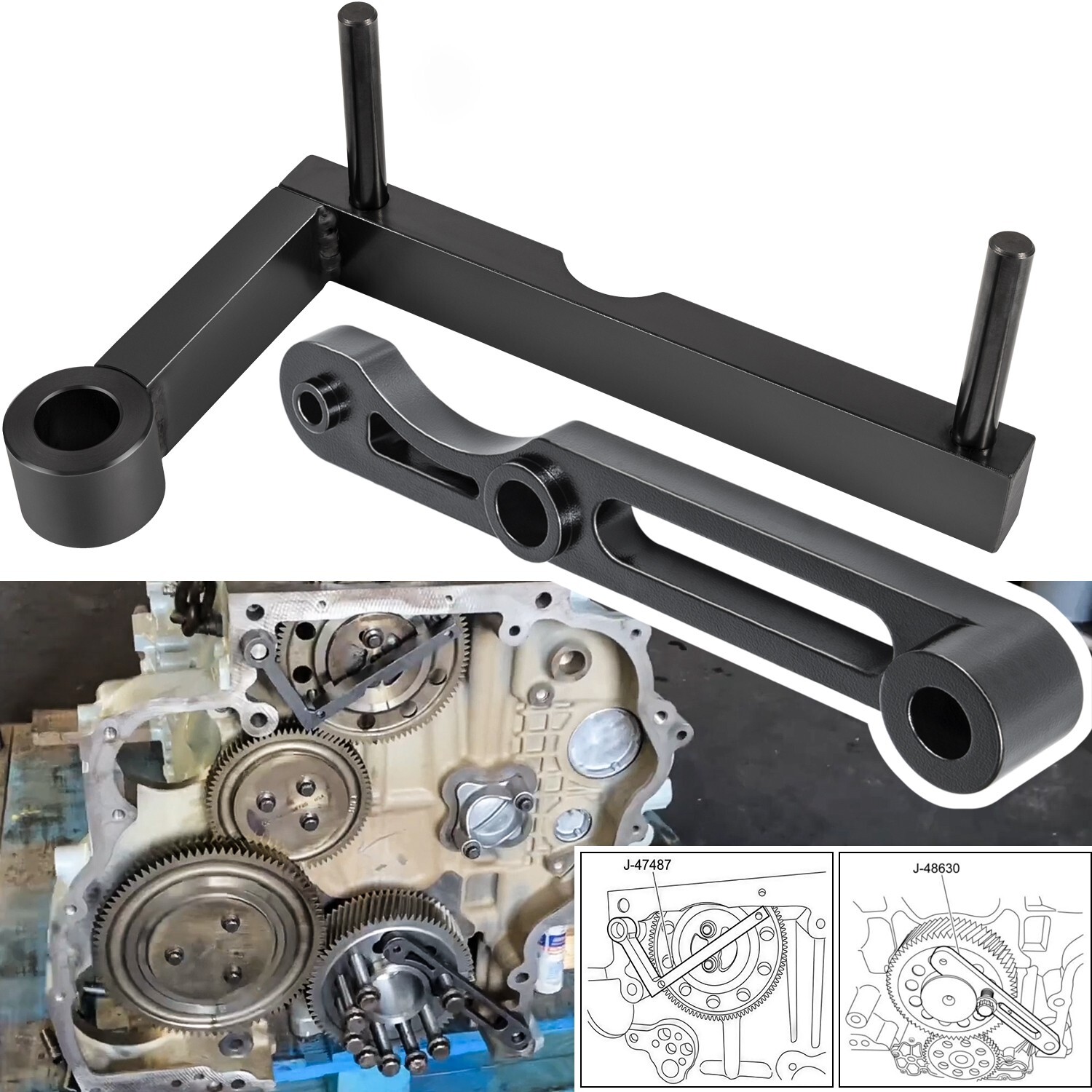 Detroit Diesel DD13/15 Idler 3 Cantilever Tool J-47487+TDC Locating Tool J-48630