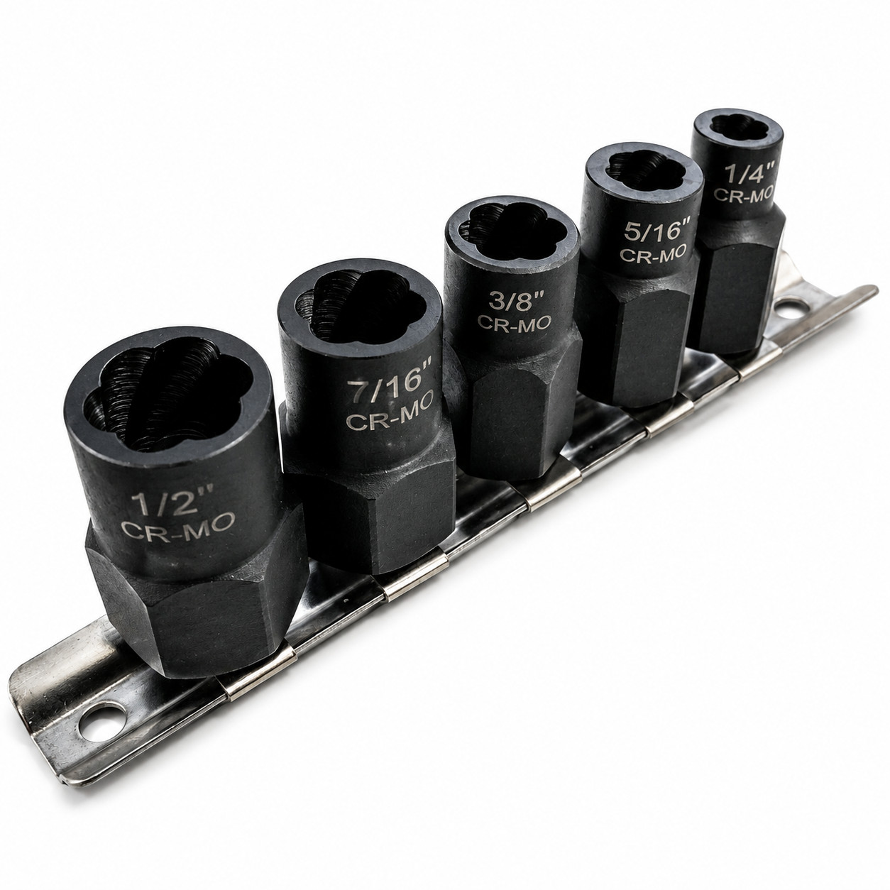 5pc Bolt Extractor Set 3/8″ Drive Shallow Remover 1/4 – 1/2″ Damaged Nut Tool